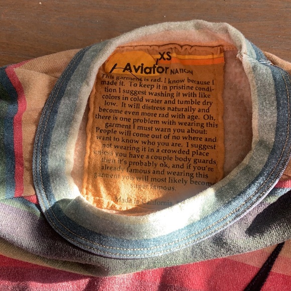 Aviator Nation striped crew neck sweatshirt with lightening bolt - Picture 3 of 4